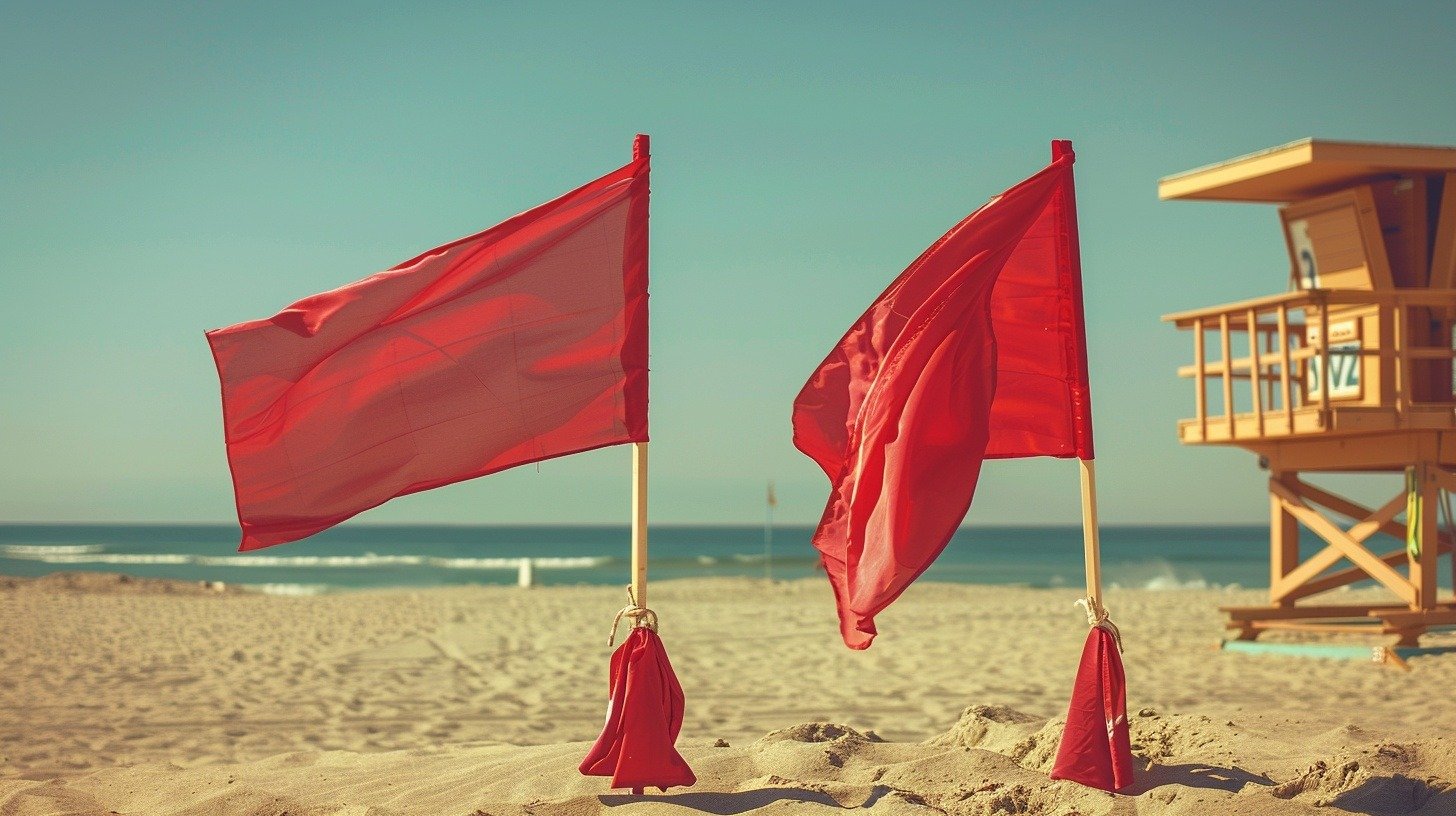 mar, banderas, playa